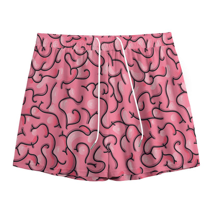 Halloween Zombie Brain Print Mesh Shorts