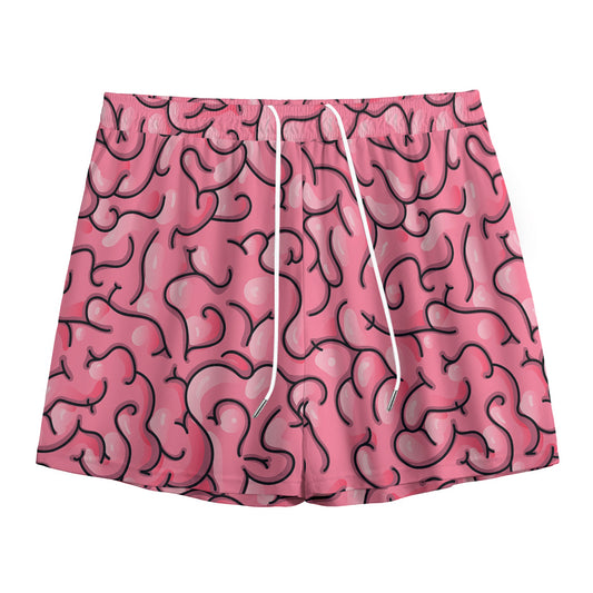 Halloween Zombie Brain Print Mesh Shorts