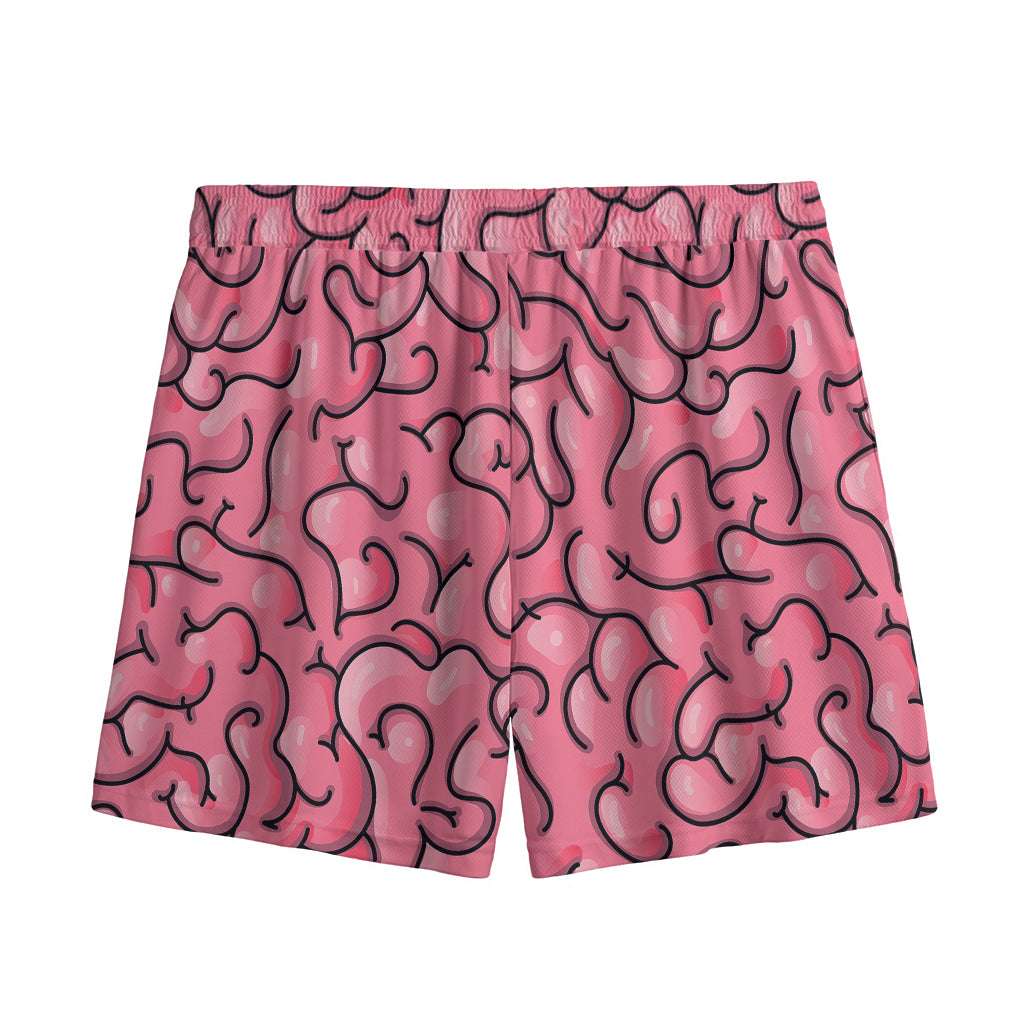 Halloween Zombie Brain Print Mesh Shorts