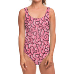 Halloween Zombie Brain Print One Piece Swimsuit