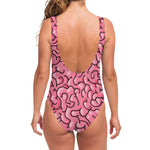 Halloween Zombie Brain Print One Piece Swimsuit