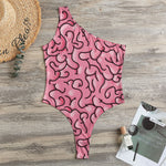 Halloween Zombie Brain Print One Shoulder Bodysuit