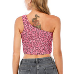 Halloween Zombie Brain Print One Shoulder Crop Top