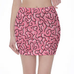 Halloween Zombie Brain Print Pencil Mini Skirt