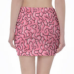 Halloween Zombie Brain Print Pencil Mini Skirt