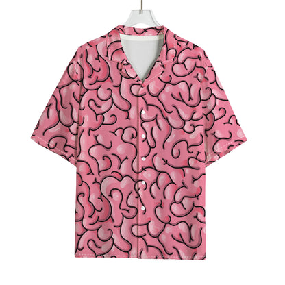 Halloween Zombie Brain Print Rayon Hawaiian Shirt