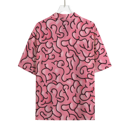 Halloween Zombie Brain Print Rayon Hawaiian Shirt