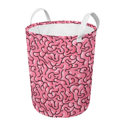 Halloween Zombie Brain Print Round Laundry Basket