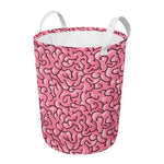 Halloween Zombie Brain Print Round Laundry Basket