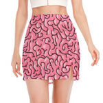 Halloween Zombie Brain Print Side Slit Mini Skirt