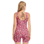Halloween Zombie Brain Print Sleeveless One Piece Swimsuit