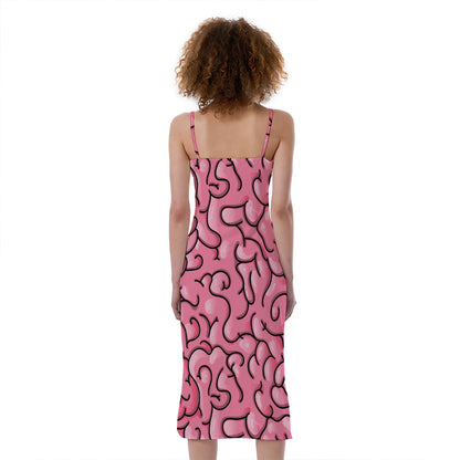 Halloween Zombie Brain Print Slim Fit Midi Cami Dress