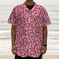 Halloween Zombie Brain Print Textured Short Sleeve Shirt