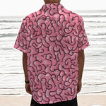 Halloween Zombie Brain Print Textured Short Sleeve Shirt