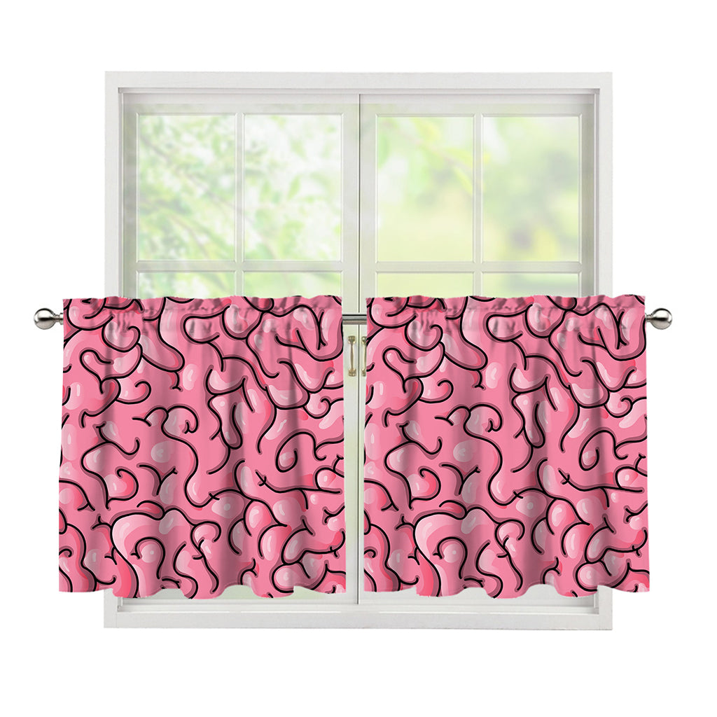 Halloween Zombie Brain Print Tier Curtains