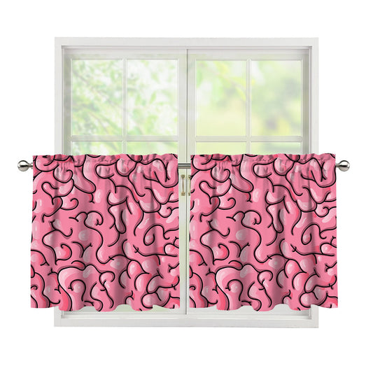 Halloween Zombie Brain Print Tier Curtains