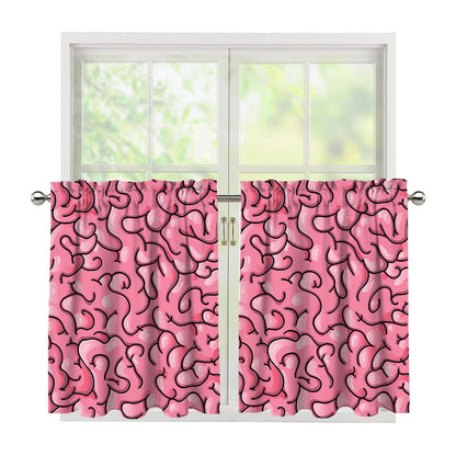 Halloween Zombie Brain Print Tier Curtains