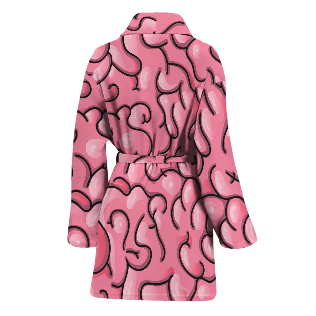 Halloween Zombie Brain Print Women's Bathrobe