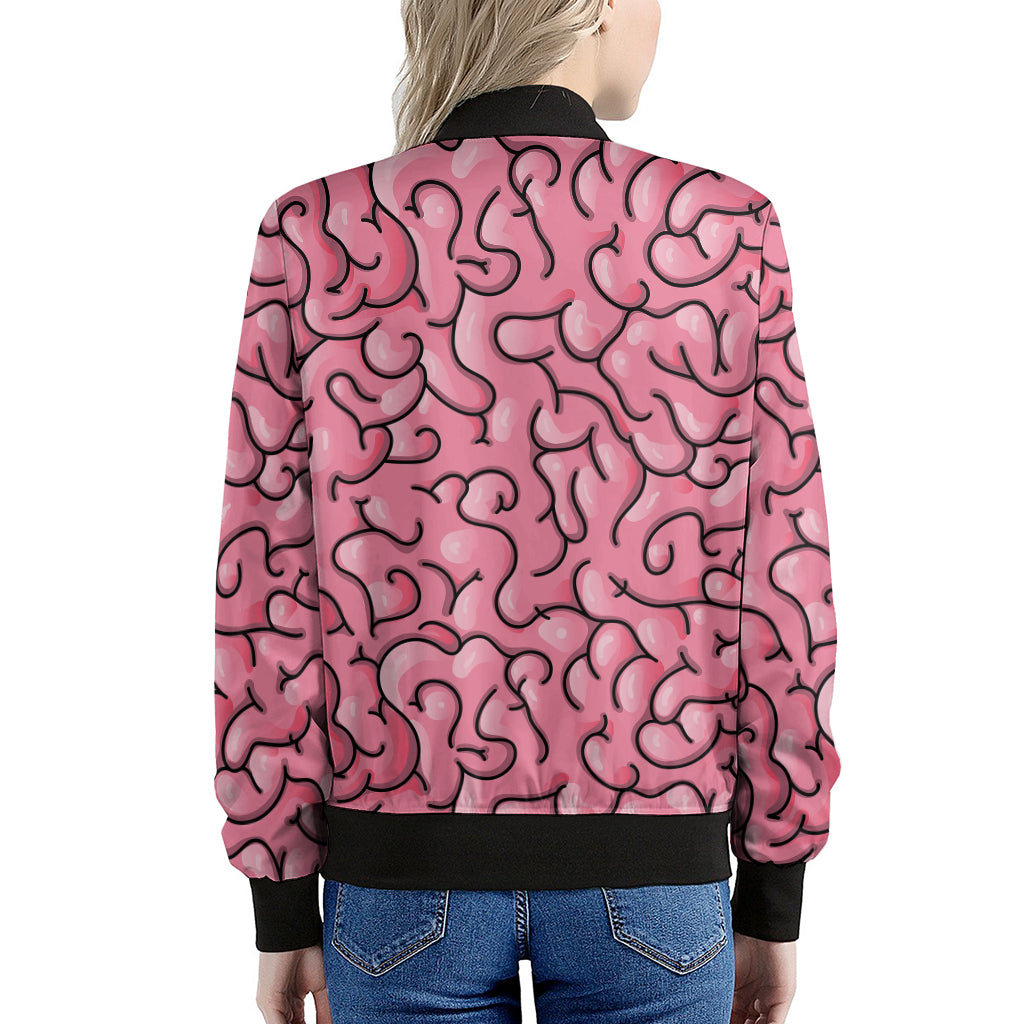 Halloween Zombie Brain Print Women's Bomber Jacket