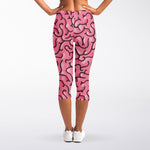 Halloween Zombie Brain Print Women's Capri Leggings