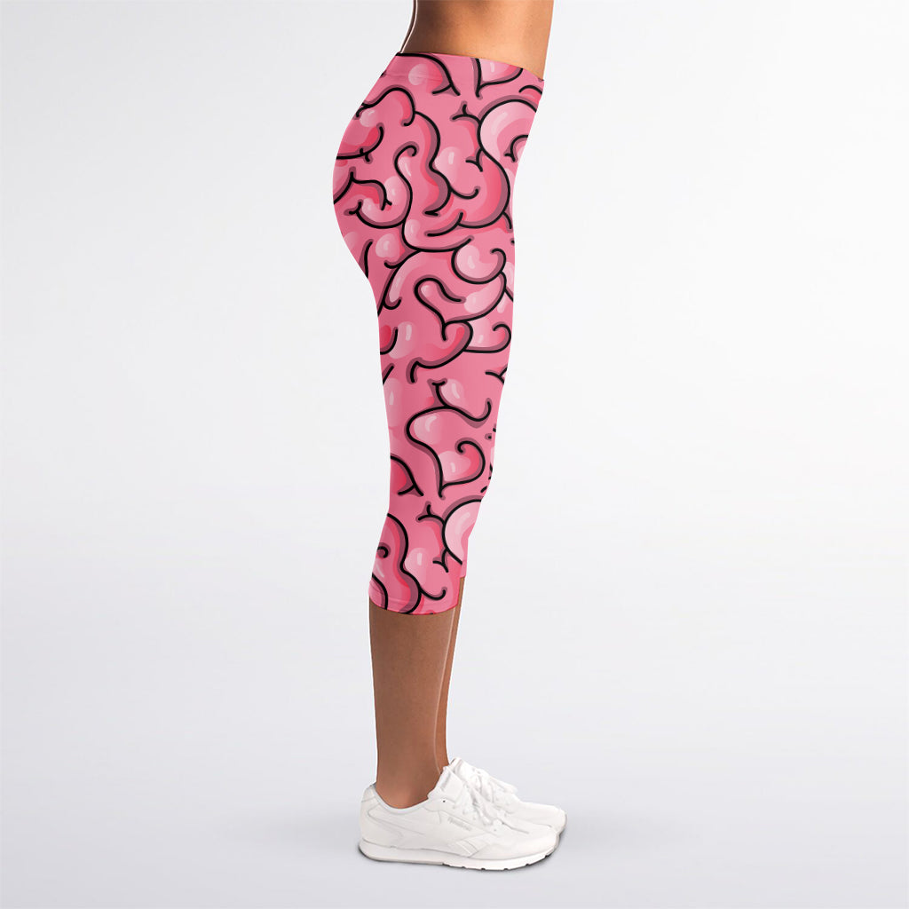 Halloween Zombie Brain Print Women's Capri Leggings