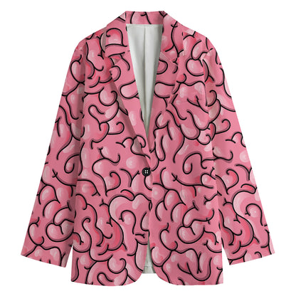 Halloween Zombie Brain Print Women's Cotton Blazer