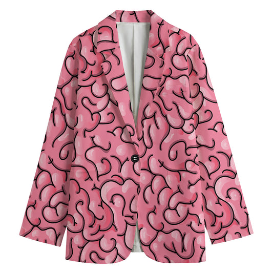 Halloween Zombie Brain Print Women's Cotton Blazer