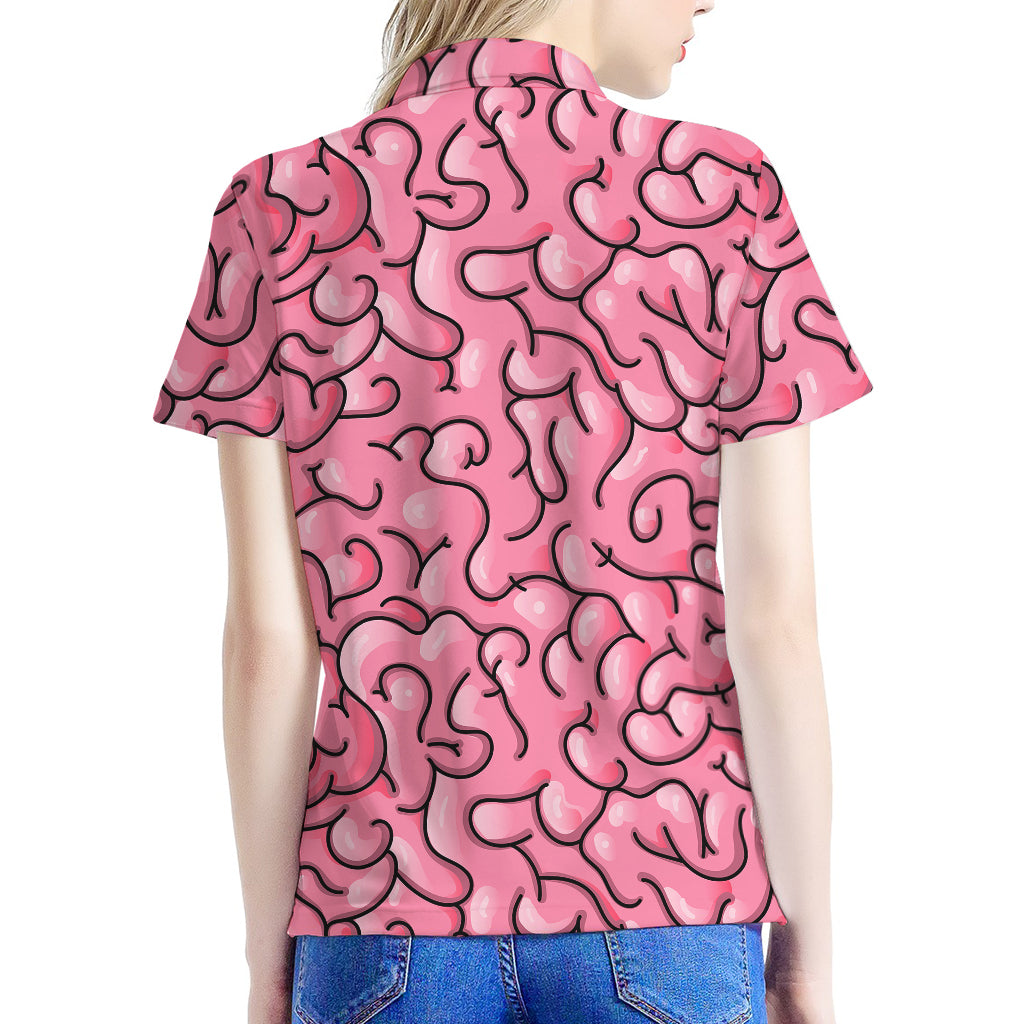 Halloween Zombie Brain Print Women's Polo Shirt