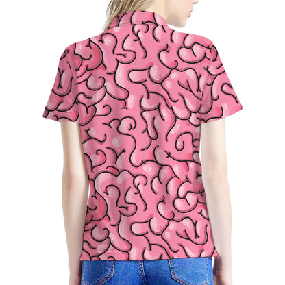 Halloween Zombie Brain Print Women's Polo Shirt