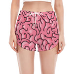 Halloween Zombie Brain Print Women's Split Running Shorts