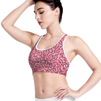 Halloween Zombie Brain Print Women's Sports Bra