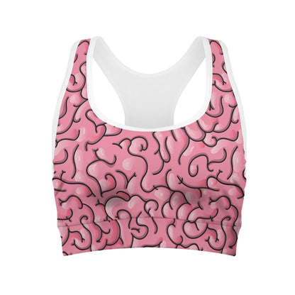 Halloween Zombie Brain Print Women's Sports Bra