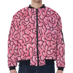 Halloween Zombie Brain Print Zip Sleeve Bomber Jacket