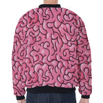 Halloween Zombie Brain Print Zip Sleeve Bomber Jacket