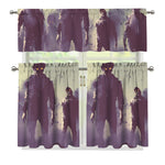 Halloween Zombie Crowd Print 3 Piece Kitchen Curtains