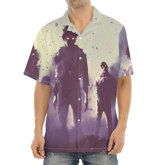 Halloween Zombie Crowd Print Aloha Shirt