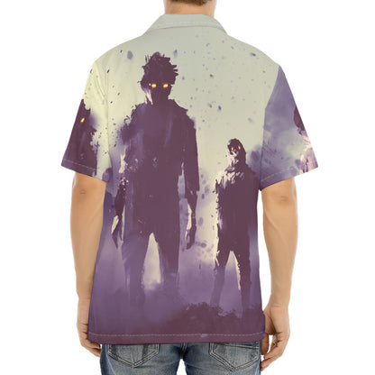 Halloween Zombie Crowd Print Aloha Shirt
