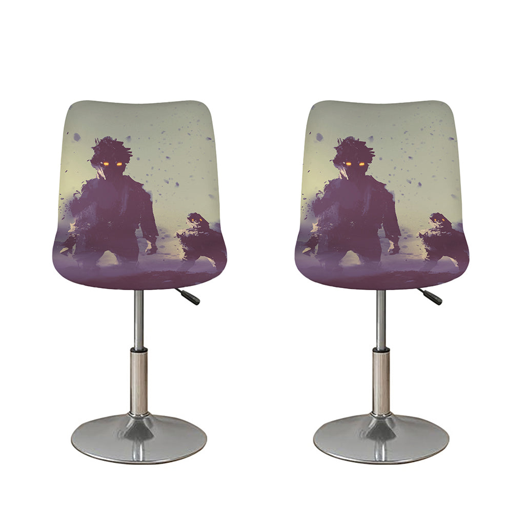 Halloween Zombie Crowd Print Bar Stool Covers