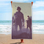 Halloween Zombie Crowd Print Beach Towel