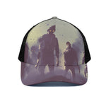 Halloween Zombie Crowd Print Black Mesh Trucker Cap