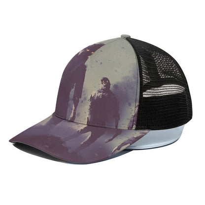 Halloween Zombie Crowd Print Black Mesh Trucker Cap