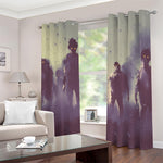Halloween Zombie Crowd Print Blackout Grommet Curtains