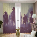 Halloween Zombie Crowd Print Blackout Pencil Pleat Curtains