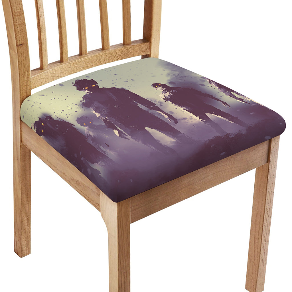 Halloween Zombie Crowd Print Chair Cushion Cover