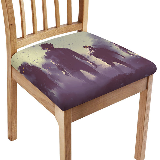 Halloween Zombie Crowd Print Chair Cushion Cover