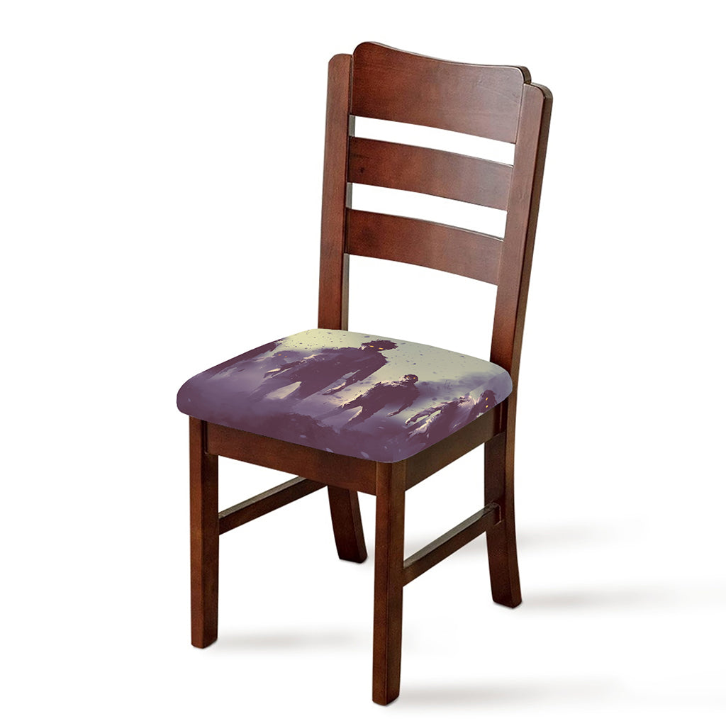 Halloween Zombie Crowd Print Chair Cushion Cover