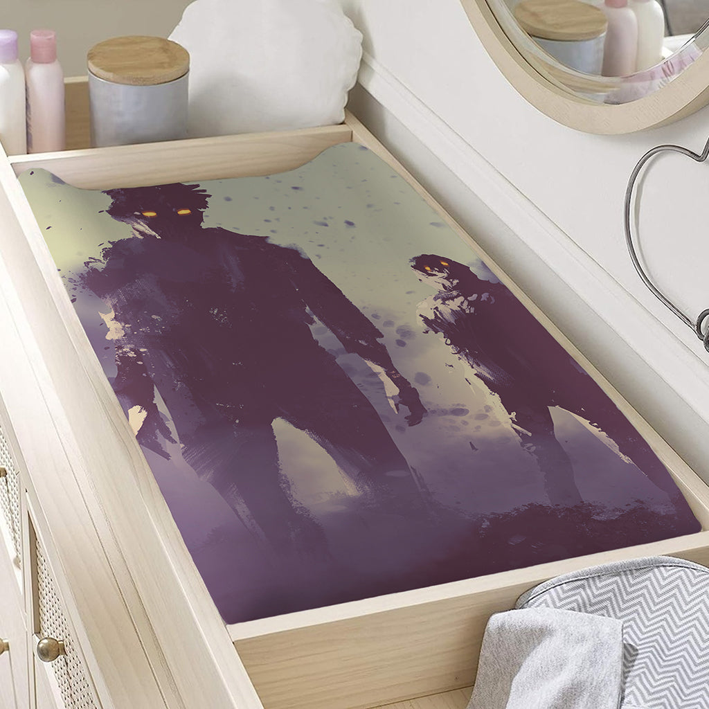 Halloween Zombie Crowd Print Changing Pad Cover