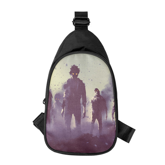 Halloween Zombie Crowd Print Chest Bag