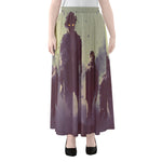 Halloween Zombie Crowd Print Chiffon Maxi Skirt
