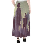 Halloween Zombie Crowd Print Chiffon Maxi Skirt